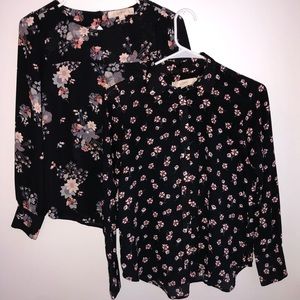 Two LOFT XXSP Work Blouses Floral Print